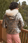Fuzzy Faux Fur Hood Padded Jacket