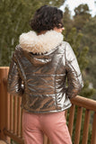 Fuzzy Faux Fur Hood Padded Jacket