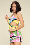 Multi Color Dress With Front Cut Out