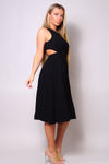 Sleeveless Back Cutout Linen Midi Dress