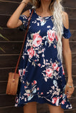 Floral Round Neck Cold-Shoulder Dress