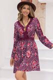 Bohemian V-Neck Long Sleeve Printed Mini Dress