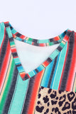 Rainbow Stripe Leopard Patch Pocket Tank Top