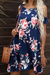 Floral Round Neck Cold-Shoulder Dress