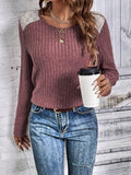 Round Neck Ribbed Long Sleeve Shirt