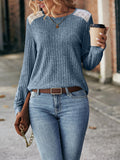 Round Neck Ribbed Long Sleeve Shirt