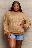 Simply Love Full Size KINDA LAZY Round Neck Sweatshirt