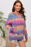 Multicolor Dropped Shoulder Hooded Sweater