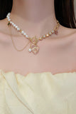 Heart Pendant Toggle Clasp Pearl Necklace