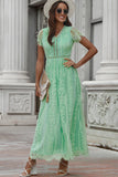 Classy Scalloped Trim Lace Plunge Maxi Dress