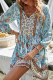 Floral Tied Balloon Sleeve Mini Dress