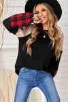 Sequin Color Block Round Neck Sweatshirt