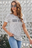 Leopard Good Vibes Cuffed T-Shirt