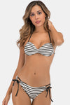 Striped Halter Neck Backless Bikini Set