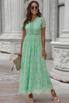 Classy Scalloped Trim Lace Plunge Maxi Dress