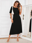 Round Neck Cutout Half Sleeve Dress