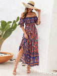 Floral Flounce Sleeve Midi Dress