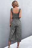Ruffle Strap Smocked Belted Jumpsuit