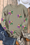 Sequin Round Neck Dropped Shoulder Sweatshirt