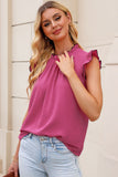 Mock Neck Cap Sleeve Blouse