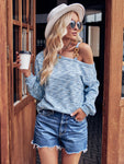 Asymmetrical Dropped Shoulder Long Sleeve Knit Top