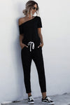 Asymmetrical Neck Tied Jumpsuit with Pockets