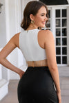 Rhinestone Fringe Zip-Back Cropped Tank