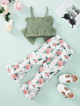 Girls Toddler Bow Detail Cami and Floral Flare Pants Set