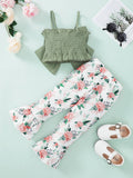 Girls Toddler Bow Detail Cami and Floral Flare Pants Set