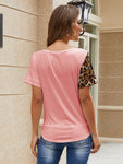 Leopard Deep V Short Sleeve Top
