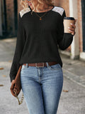 Round Neck Ribbed Long Sleeve Shirt