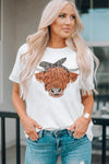 Chic Cow Graphic Round Neck T-Shirt