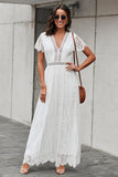 Classy Scalloped Trim Lace Plunge Maxi Dress