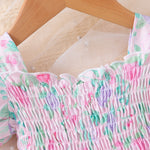 Baby Girl Floral Ruffle Trim Smocked Dress