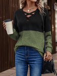 Two-Tone Crisscross Detail Sweatshirt