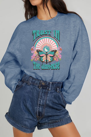 Simply Love Full Size TRUST IN THE UNIVERSE Graphic Sweatshirt