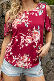 Floral Cold-Shoulder Round Neck Top
