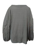 Openwork Dropped Shoulder Boat Neck Blouse