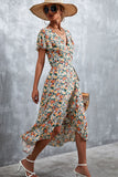 Floral Surplice Neck Tied Midi Dress