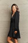 Contrast V-Neck Tie Waist Dress