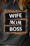 WIFE MOM BOSS Leopard Graphic Tee