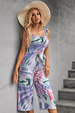 Ruffle Strap Smocked Belted Jumpsuit