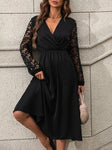 Crochet Long Sleeve Surplice Dress