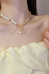 Heart Pendant Toggle Clasp Pearl Necklace