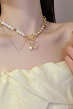 Heart Pendant Toggle Clasp Pearl Necklace