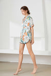 Lapel Collar Shirt and Shorts Lounge Set