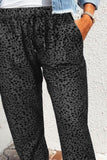 Double Take Leopard Print Joggers with Pockets