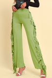 Fringe Trim Wide Leg Pants