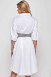 Striped Bodice Tie Waist Shirt Dress