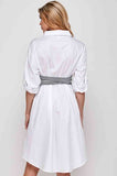 Striped Bodice Tie Waist Shirt Dress